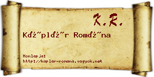 Káplár Romána névjegykártya
